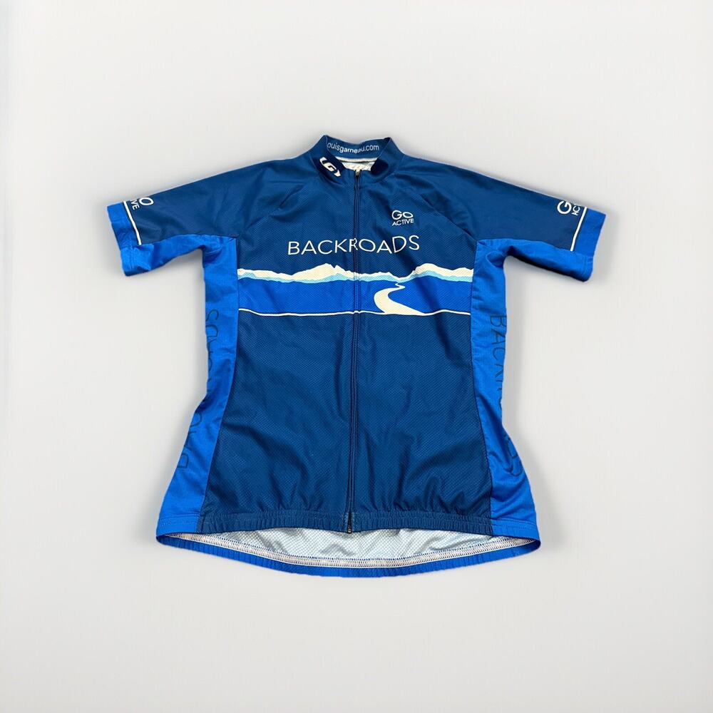 Louis Garneau Unisex Blue BACKROADS Full Zip Short Sleeve Cycling Jersey Size M